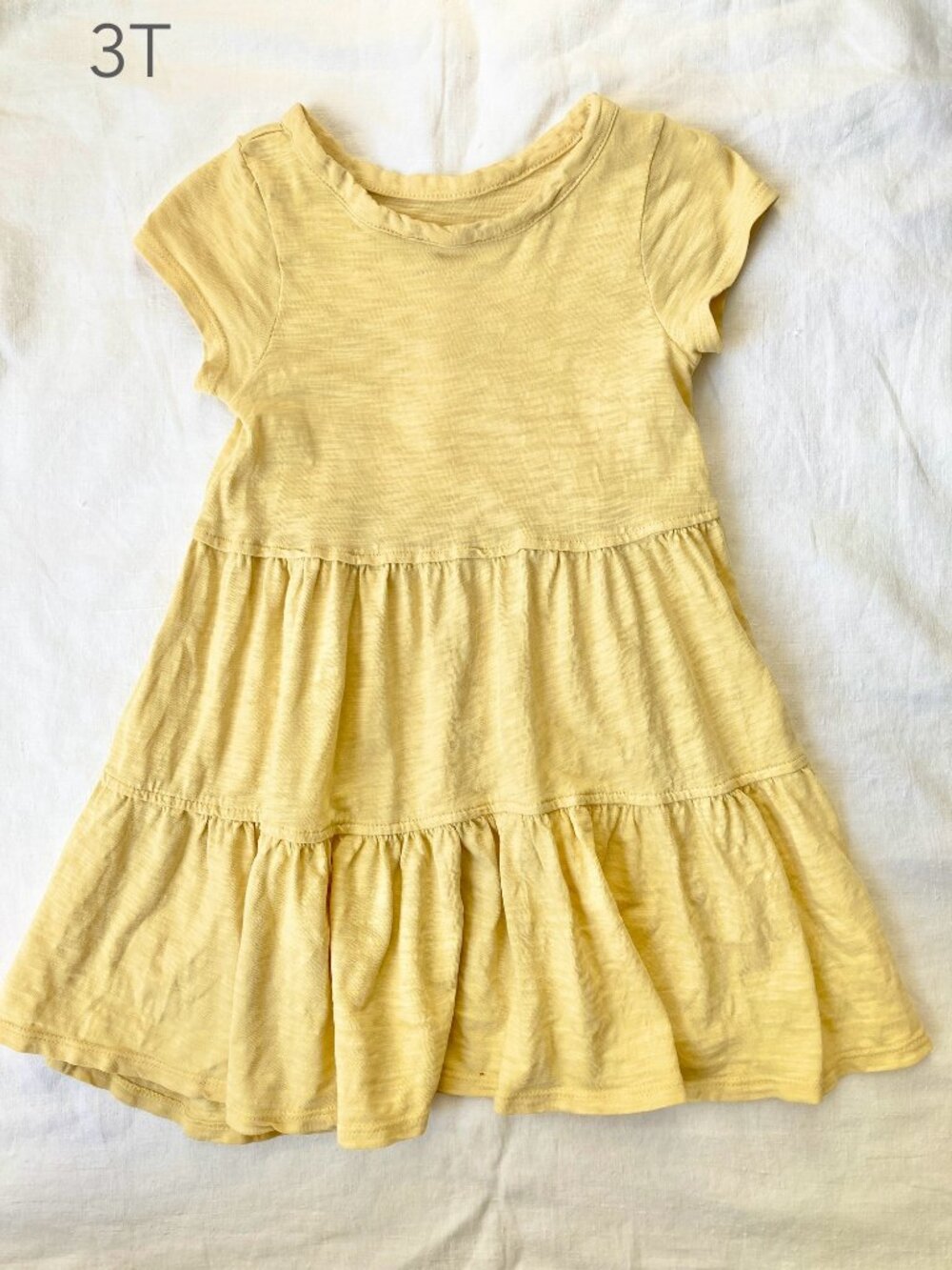 🪴5/$30 Cat & Jack 3T Toddler Girl Yellow Ruffle Tier Summer Dress Beach
